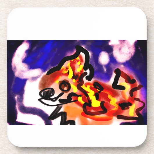 Wolf Sommernacht Getränkeuntersetzer (Vorderseite)