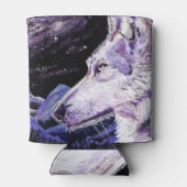 Wolf Space Mountains Forest Painting Dosenkühler (Rückseite)