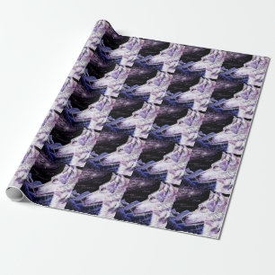 Wolf Space Mountains Forest Painting Geschenkpapier