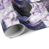 Wolf Space Mountains Forest Painting Geschenkpapier (Rolleneckpunkt)