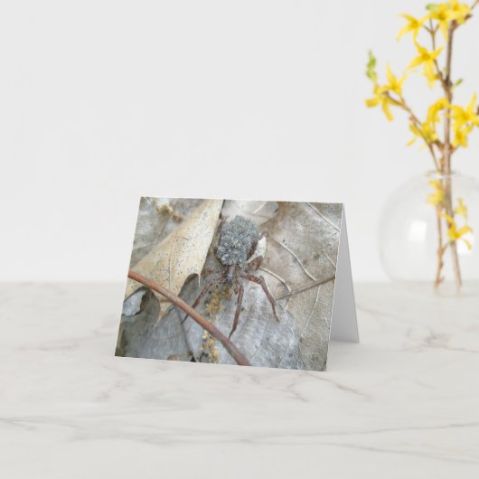 Wolf Spider with Babies on Back Note Card Karte (Gelbe Blume)