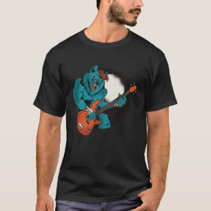 Wolf spielt einen Bass Guitar Heavy Metal Rock und T-Shirt