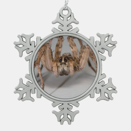 Wolf-Spinne Schneeflocken Zinn-Ornament (Vorderseite)
