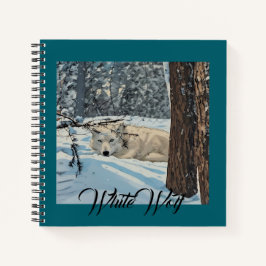 Wolf Spirit Animal White Snow Aquamarin Journal Notizblock