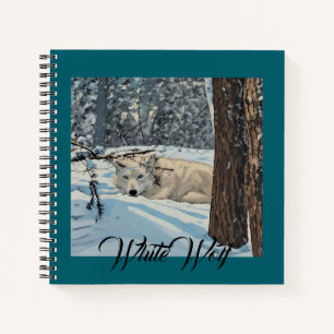 Wolf Spirit Animal White Snow Aquamarin Journal Notizblock