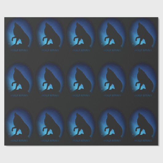 Wolf Spirit Fenrir Wölfe schwarz blaue Geschenkpac Geschenkpapier (Flach)