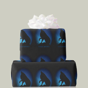 Wolf Spirit Fenrir Wölfe schwarz blaue Geschenkpac Geschenkpapier