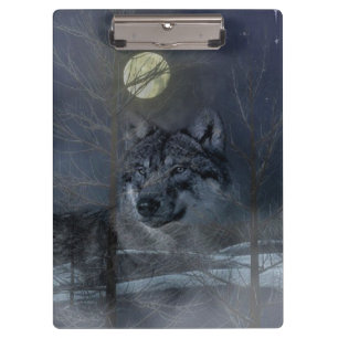 Wolf Spirit Full Moon Klemmbrett