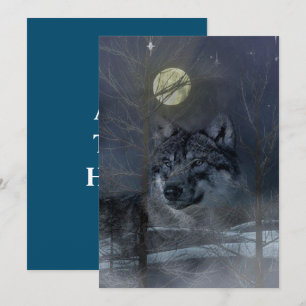 Wolf Spirit Moon Night Dankeskarte