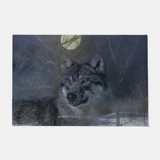 Wolf Spirit Moon Night Fußmatte (Vorderseite)