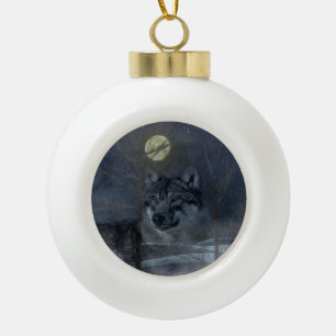 Wolf Spirit Moon Night Keramik Kugel-Ornament