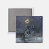Wolf Spirit Moon Night Magnet (Vorderseite/Rückseite)