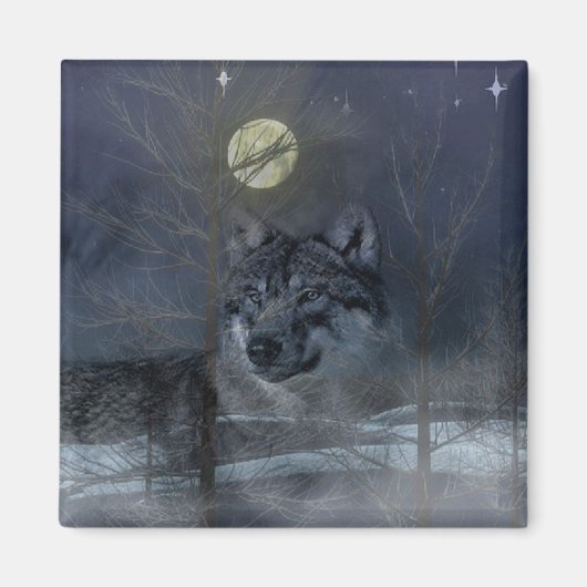 Wolf Spirit Moon Night Magnet (Vorne)