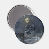 Wolf Spirit Moon Night Magnet (Vorderseite/Rückseite)