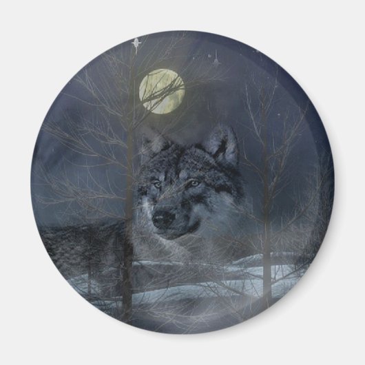 Wolf Spirit Moon Night Magnet (Vorne)
