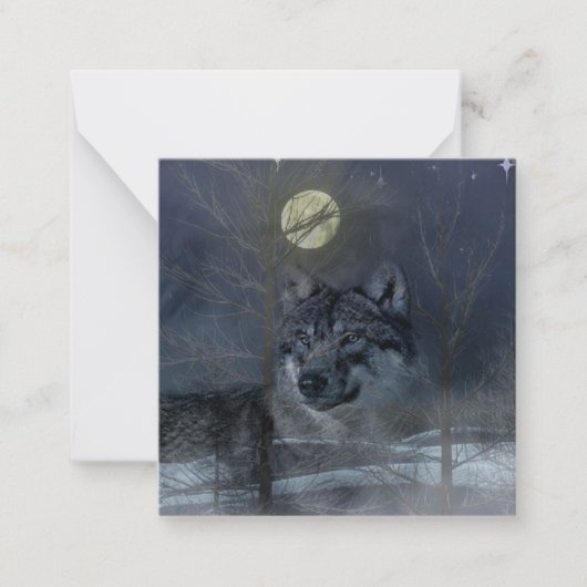 Wolf Spirit Moon Night Mitteilungskarte (Vorderseite)