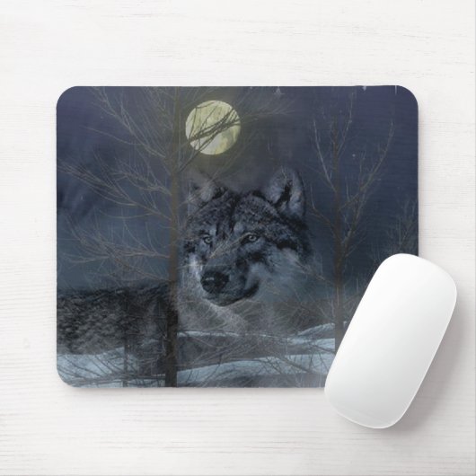 Wolf Spirit Moon Night Mousepad (Mit Mouse)