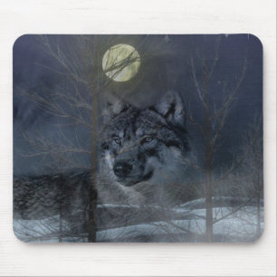 Wolf Spirit Moon Night Mousepad