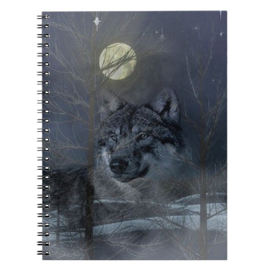 Wolf Spirit Moon Night Notizblock (Vorderseite)