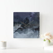 Wolf Spirit Moon Night Quadratische Wanduhr (Zuhause)