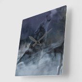 Wolf Spirit Moon Night Quadratische Wanduhr (Winkel)
