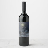 Wolf Spirit Moon Night Weinetikett (Vorderseite)