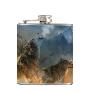 Wolf Spirituosen in Bergnebel Flachmann