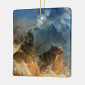 Wolf Spirituosen in Bergnebel Keramikornament (Links)