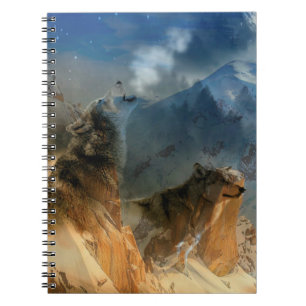 Wolf Spirituosen in Bergnebel Notizblock
