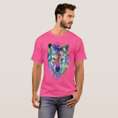 Wolf Splash Art Animal Face Wolf Lover T-Shirt (Vorne ganz)