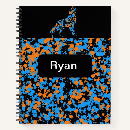 Wolf Splattered Paint Notizblock (Vorderseite)