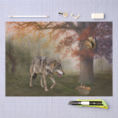 Wolf Squirrel Fantasy Herbstwald Landschaft Seidenpapier (Handwerk)