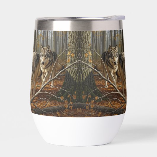Wolf-Stammlos-Thermal-Weinbecher Stil 1 (Links)