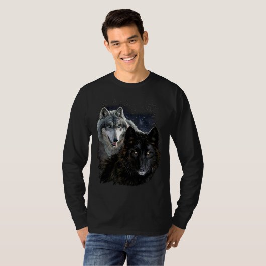 Wolf Star Wolves Wild Moon Stars Loyal Gray Wolf T-Shirt (Vorne ganz)