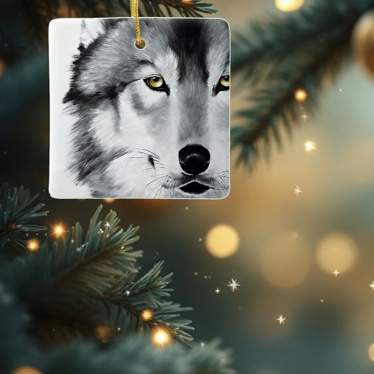 Wolf stare Down Keramikornament