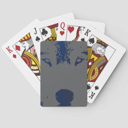 Wolf starrt, Poker-Gesichtskarten spielen. Spielkarten (Rückseite)