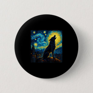 Wolf Starry Night Howling Moon Funny für Männer Fr Button