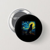 Wolf Starry Night Howling Moon Funny für Männer Fr Button (Vorne & Hinten)