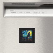 Wolf Starry Night Howling Moon Funny für Männer Fr Magnet (In Situ (Geschirrspüler))