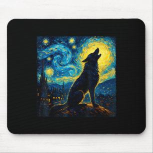 Wolf Starry Night Howling Moon Funny für Männer Fr Mousepad