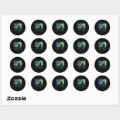 Wolf Starry Night Howling Moon Funny für Männer Fr Runder Aufkleber (Blatt)