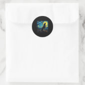 Wolf Starry Night Howling Moon Funny für Männer Fr Runder Aufkleber (Tasche)