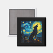 Wolf Starry Night Howling Moon Funny Gifts für Män Magnet (Vorderseite/Rückseite)