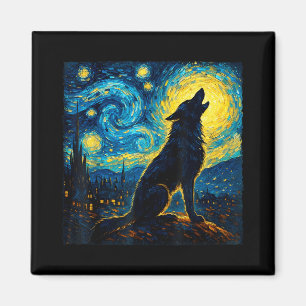 Wolf Starry Night Howling Moon Funny Gifts für Män Magnet