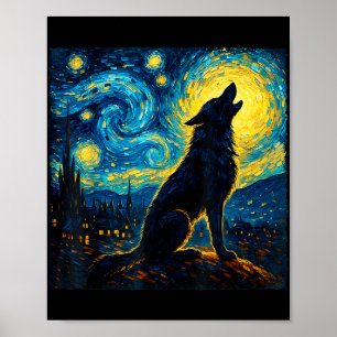 Wolf Starry Night Howling Moon Funny Gifts für Män Poster