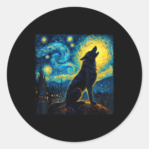 Wolf Starry Night Howling Moon Funny Gifts für Män Runder Aufkleber