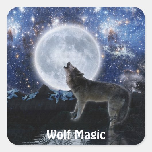 WOLF, STARS & MOON - Aufkleber für Wildtiere (Vorderseite)