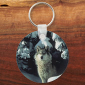 Wolf Stehend im Schnee Schlüsselanhänger (Vorderseite)