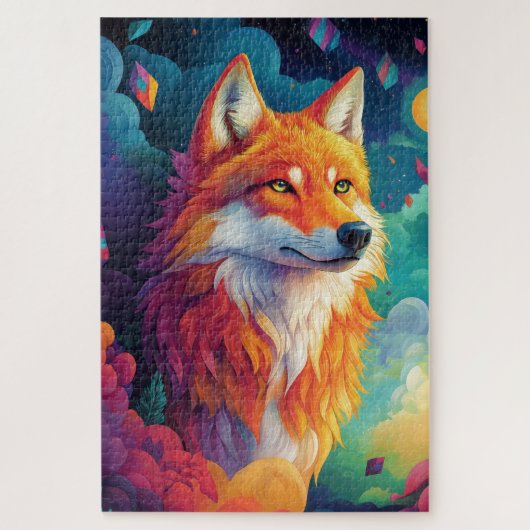 Wolf stehend in einer traumhaften Landschaft Puzzle (Vertikal)