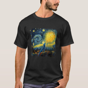 Wolf Sternengucker Künstlerische Van Gogh Stil Ste T-Shirt